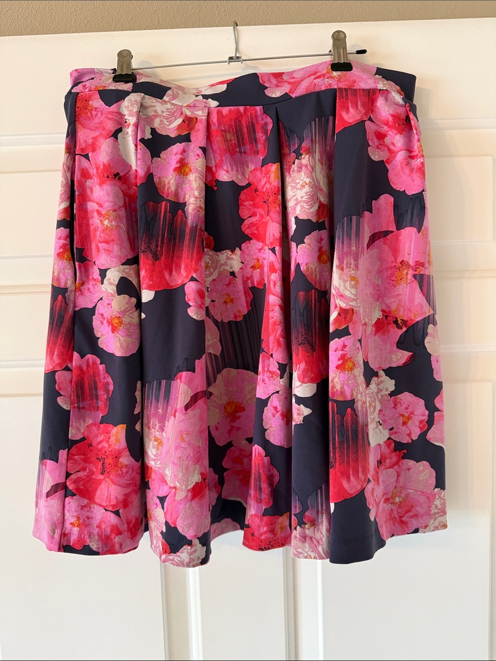 Cynthia Rowley Navy Skirt with Bright Pink Floral Print